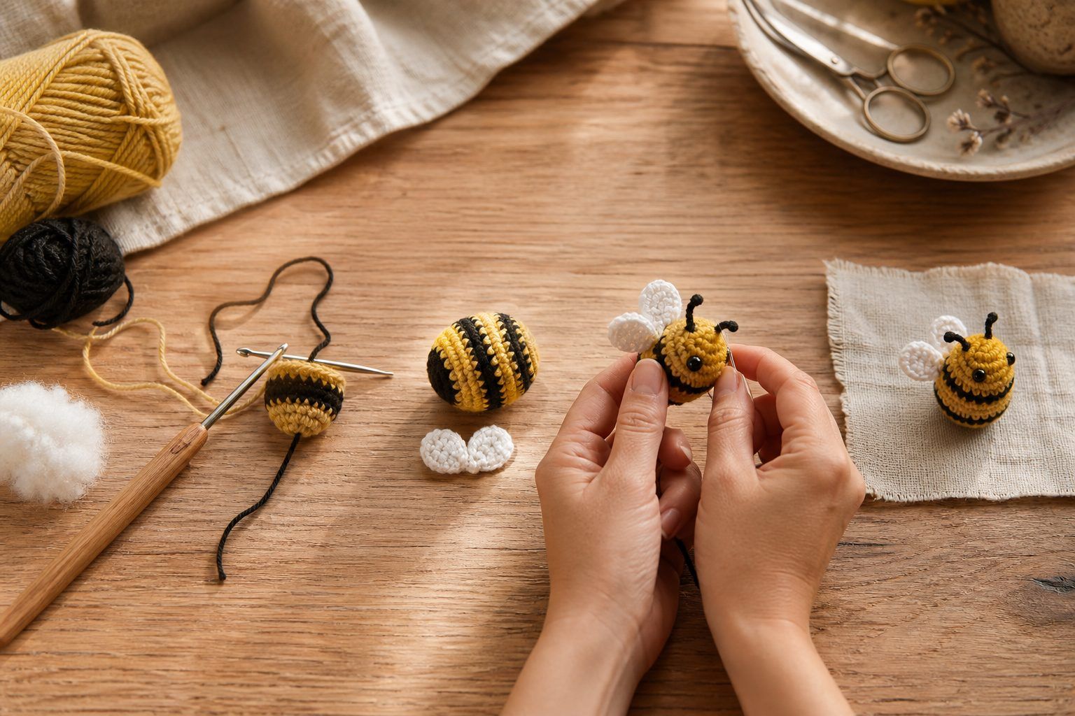 Les 5 étapes pour crocheter une petite abeille