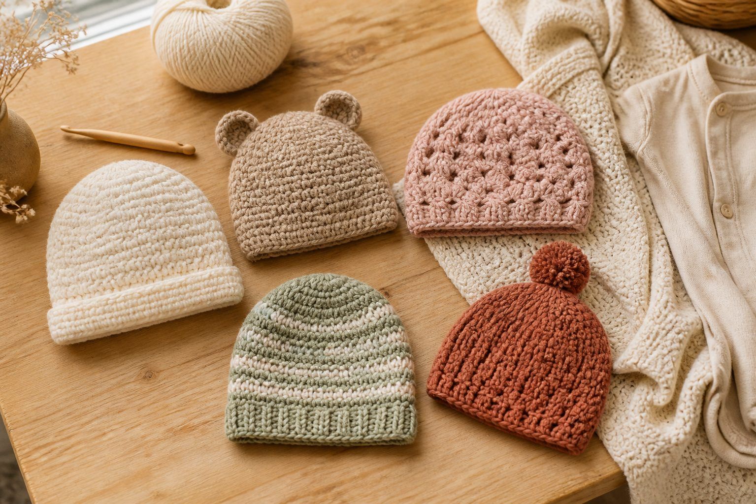 5 idées de bonnets au crochet pour bébé à adapter
