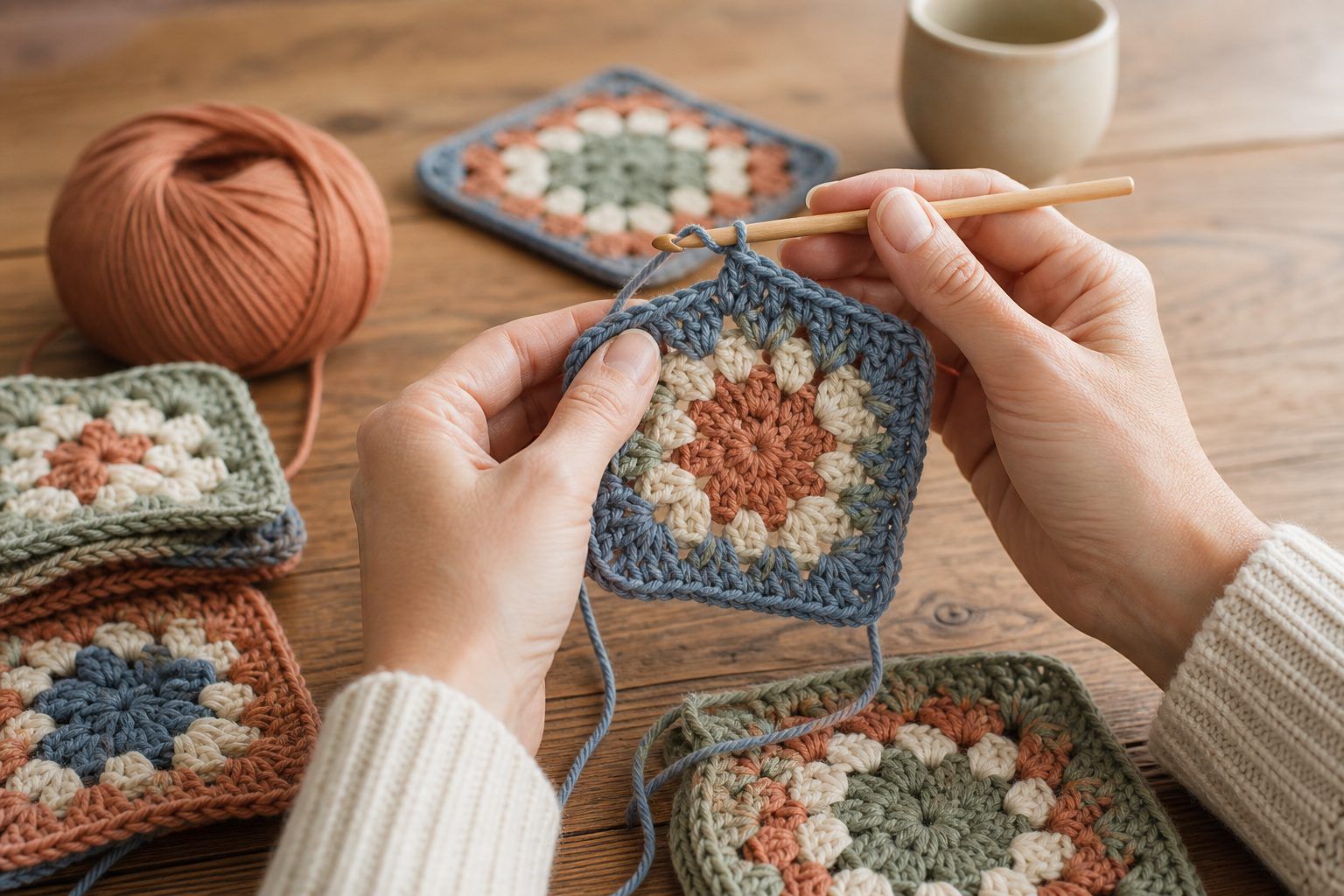 3. Carré au crochet facile : l'explication tour par tour