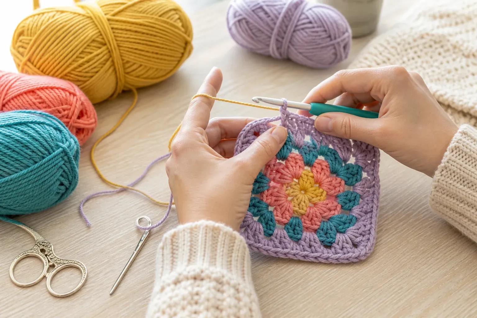Faire un carré au crochet avec une explication maille par maille