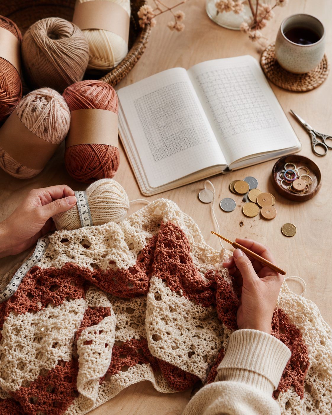 Estimer le coût du fil et du matériel pour un châle au crochet