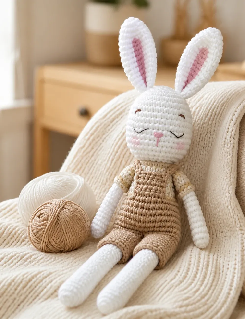 Kit crochet grand lapin amigurumi en coton : vue 1