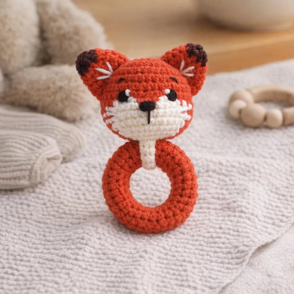 Kit crochet hochet renard en amigurumi : vue 1