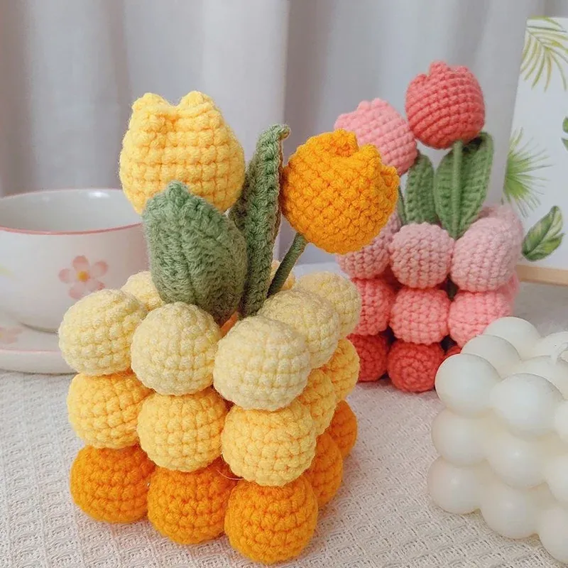 Kit crochet tulipes débutant, fil et crochets inclus