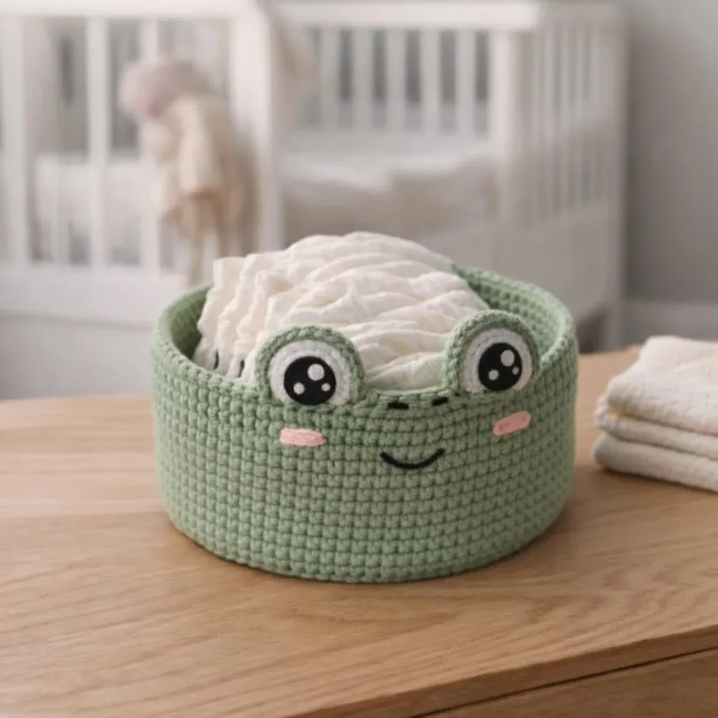 Kit crochet 2 corbeilles grenouille kawaii : vue 1