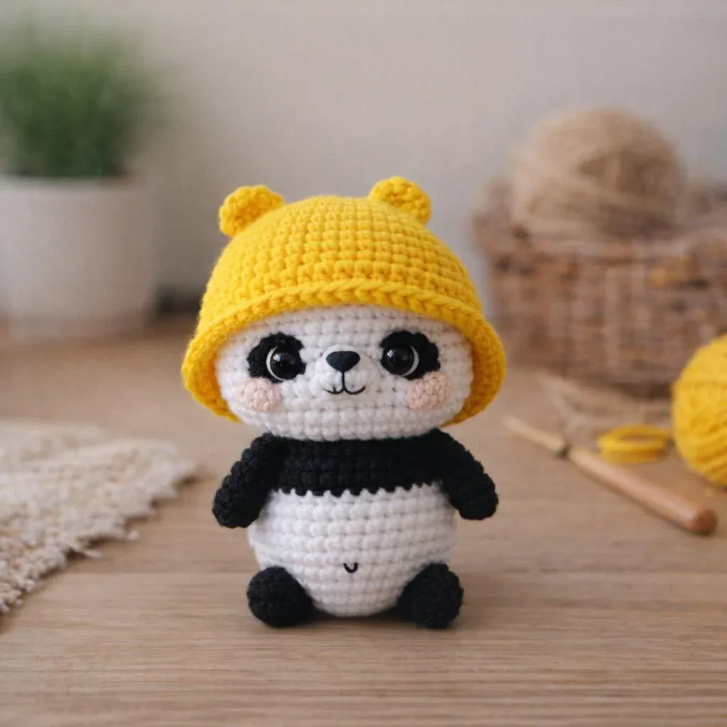 Kit crochet amigurumi Nana le panda kawaii : vue 1