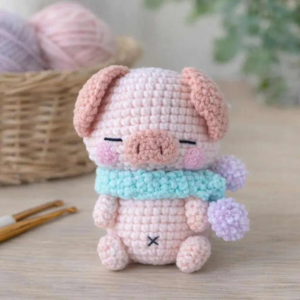 Kit crochet amigurumi Poco le cochon rose : vue 1