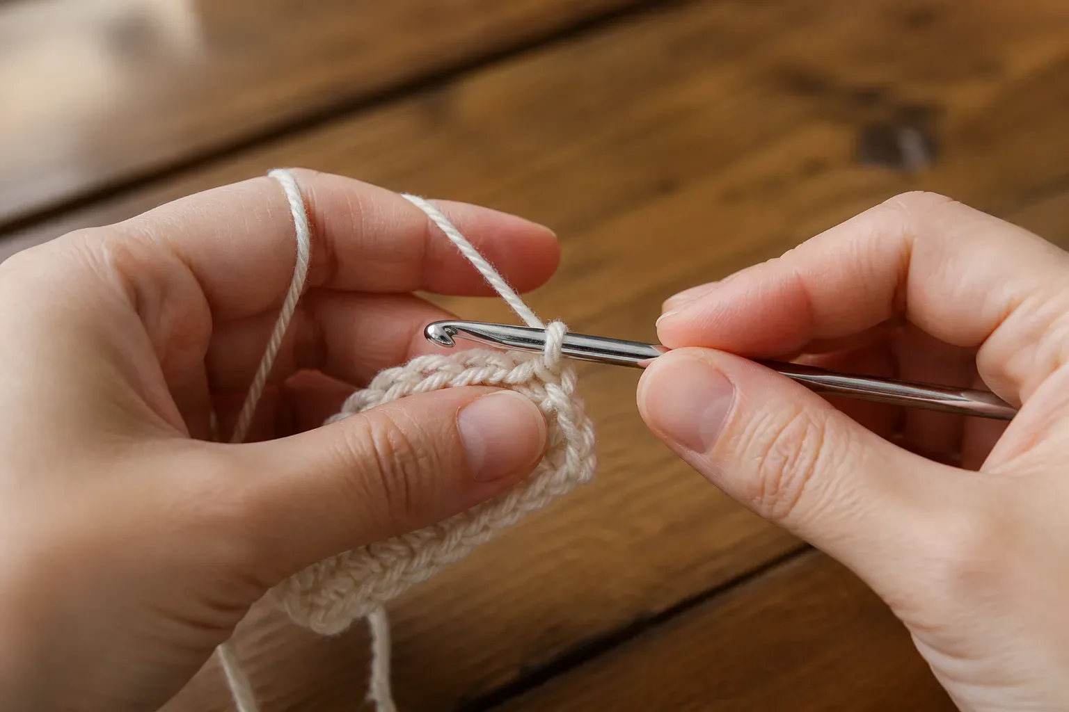 La maille coulée au crochet se fait en un seul geste