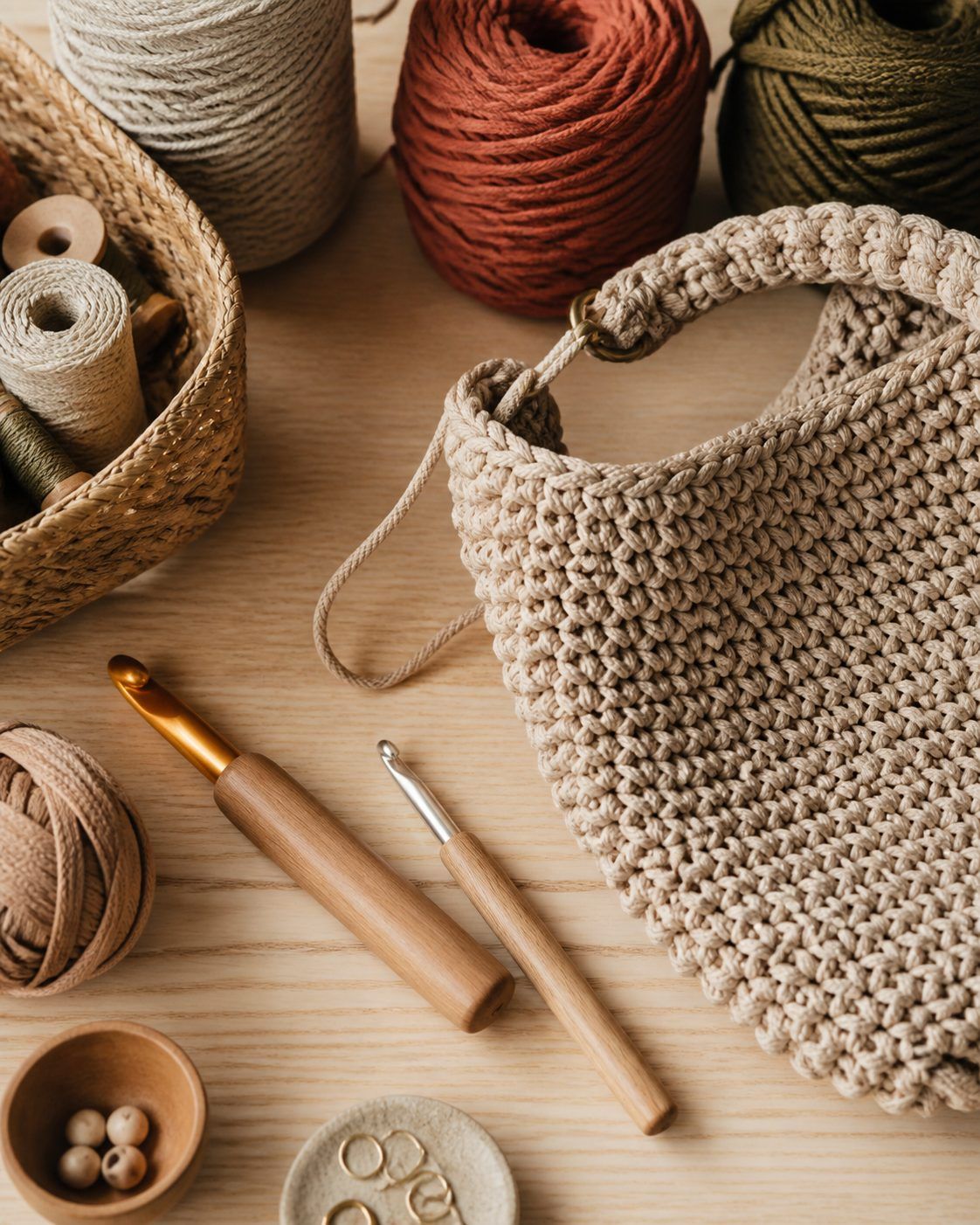 Matériel : quel fil et quel crochet pour un sac solide