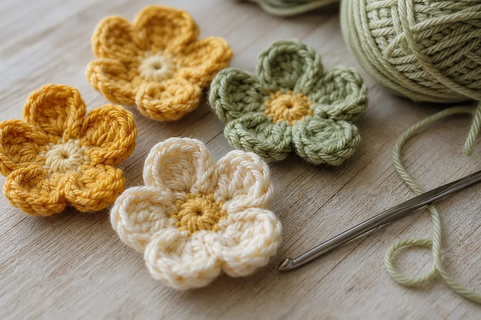Les petites fleurs au crochet donnent du relief à vos ouvrages