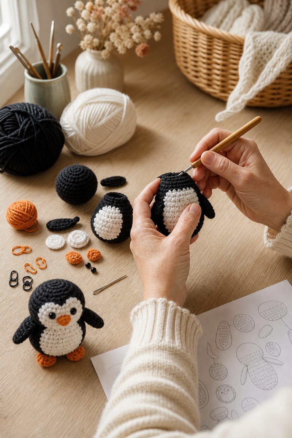 3. Tutoriel : les étapes pour réaliser un pingouin au crochet