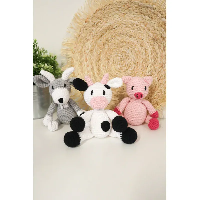 Kit crochet 3 mini amigurumis animaux de la ferme : vue 1