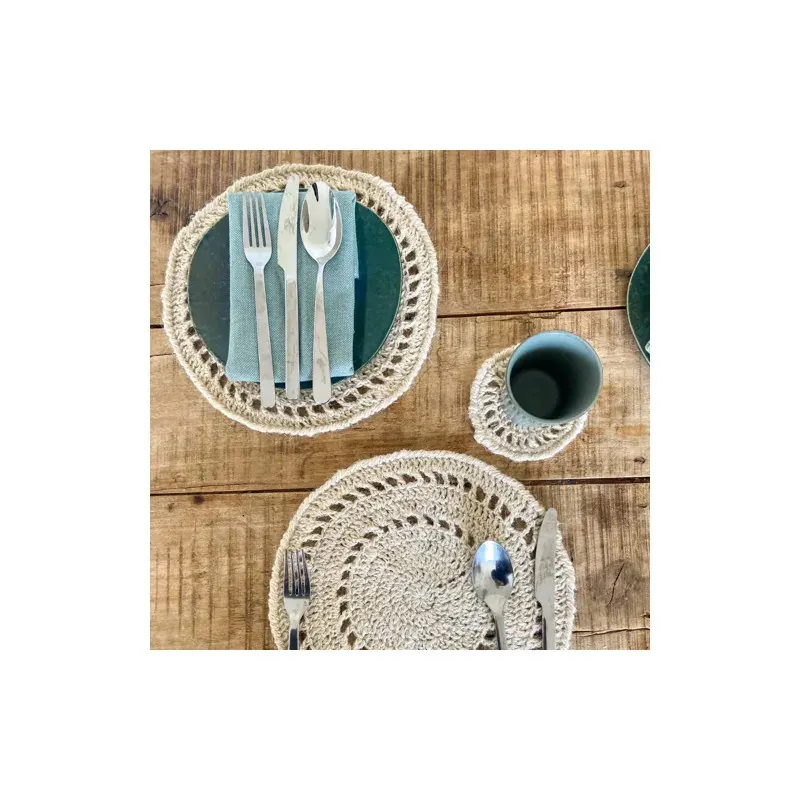 Kit crochet set de table Sevilla vanilla Hoooked : vue 1