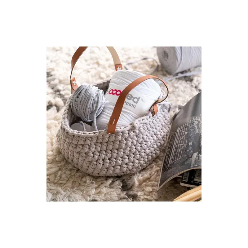 Kit panier au crochet Panama beige en fil Zpagetti : vue 1