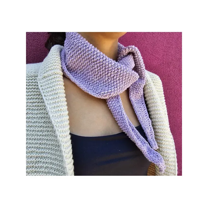 Kit tricot foulard Kiri au point de riz texturé