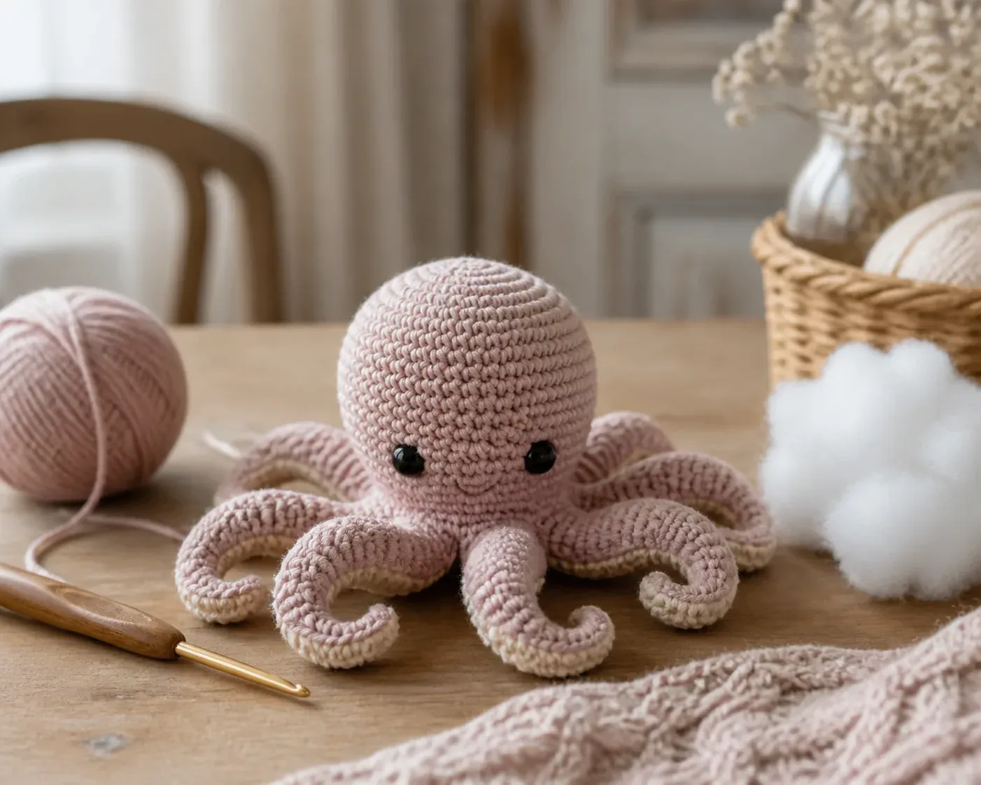 Une pieuvre au crochet se réalise maille par maille