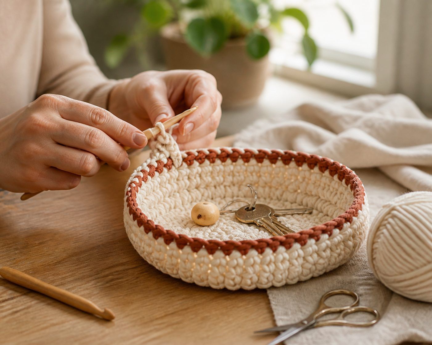 Réaliser son premier projet facile, le vide-poche au crochet